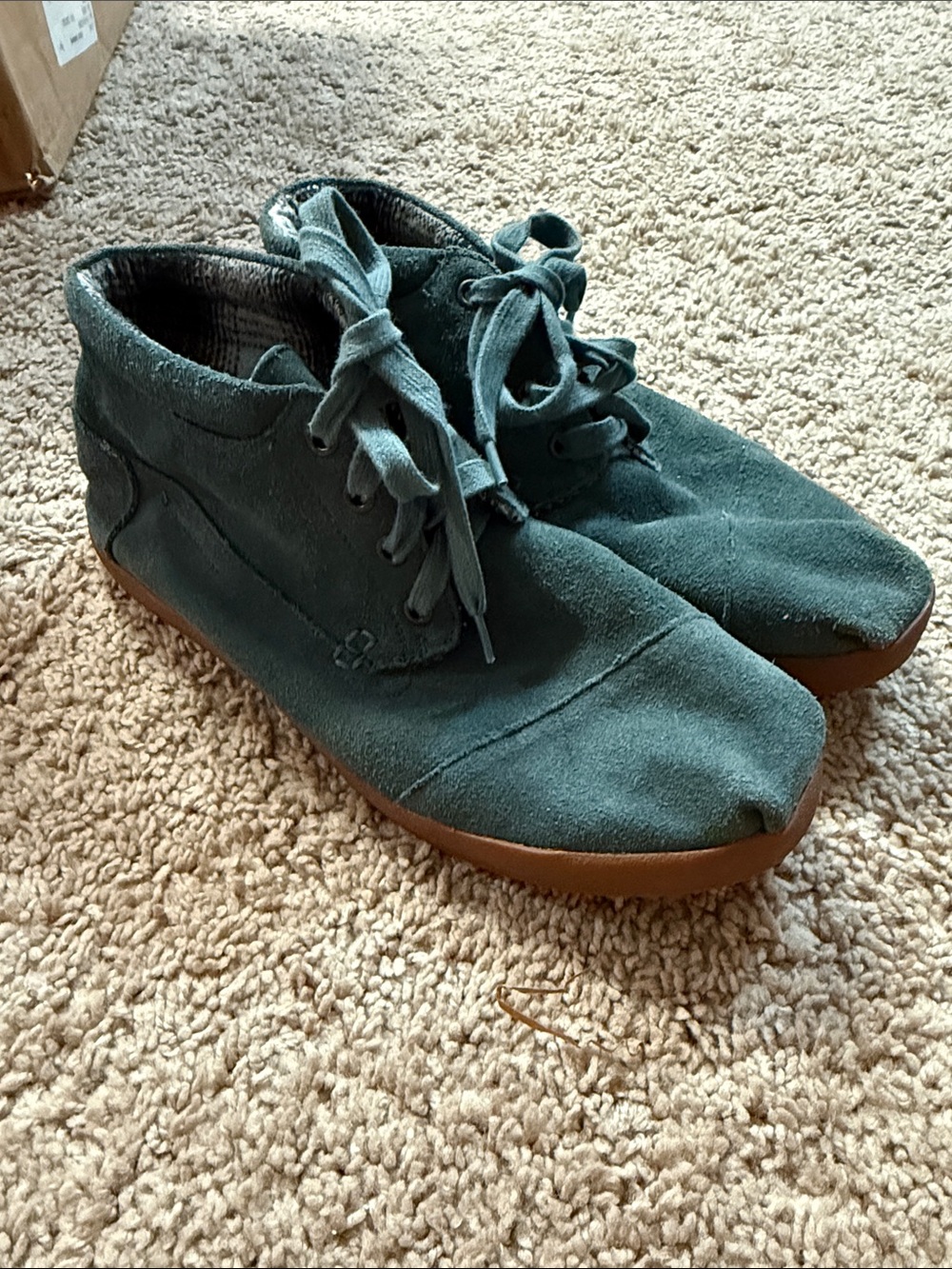 Toms Teal Suede Lace-Up Ankle Booties